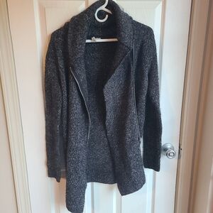 Divided by H&M Grey Boucle Moto Style Zipper Sweater M